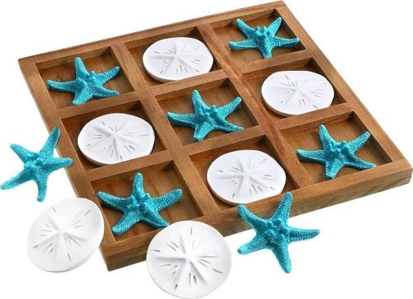 Deniz Yıldızı Desenli Ahşap Tic Tac Toe Oyunu - Image 1