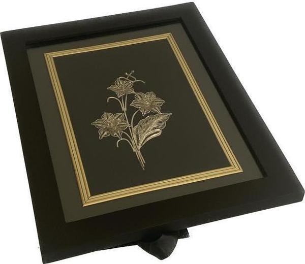 El İşçilikli Telkari Çiçek Tablo 35x27 cm - Image 1