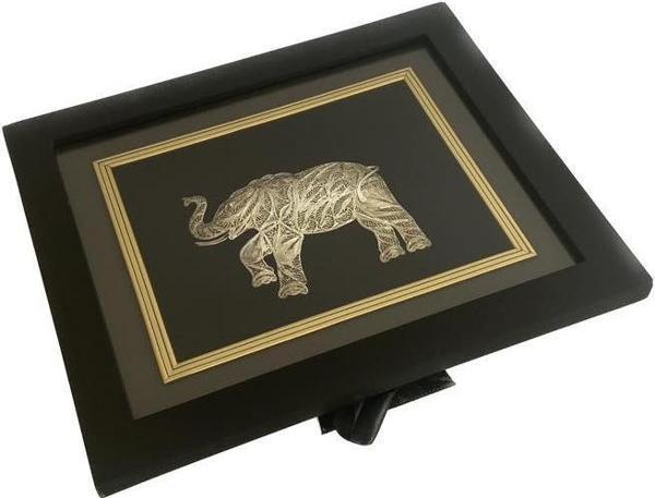 El İşçilikli Telkari Fil Tablo 33x28 cm - Image 1