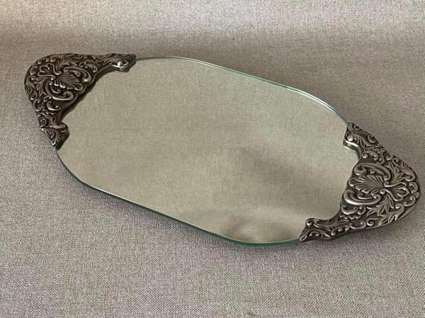 Antika Gümüş Aynalı Tepsi 40x20cm - Image 1