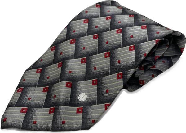 El Yapımı Desenli Gri İpek Kravat K02 - Image 1