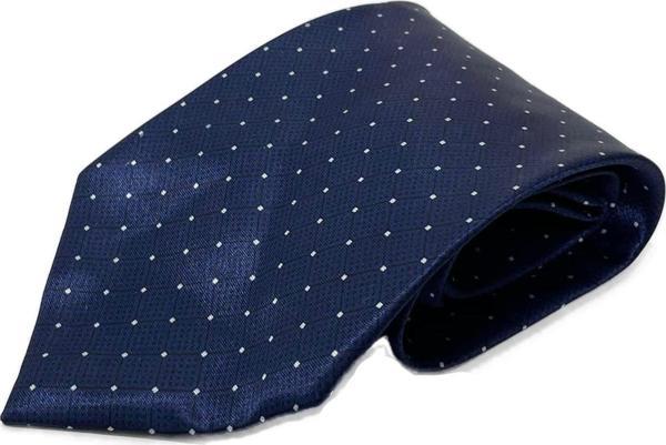 El Yapımı Desenli Lacivert İpek Kravat K06 - Image 1