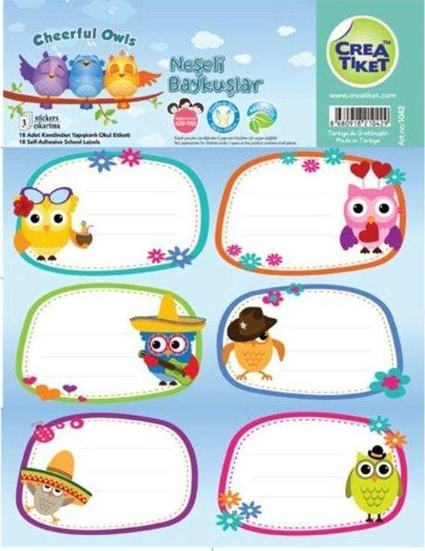 Crea Etiket Neşeli Baykuşlar 1042 - Image 1