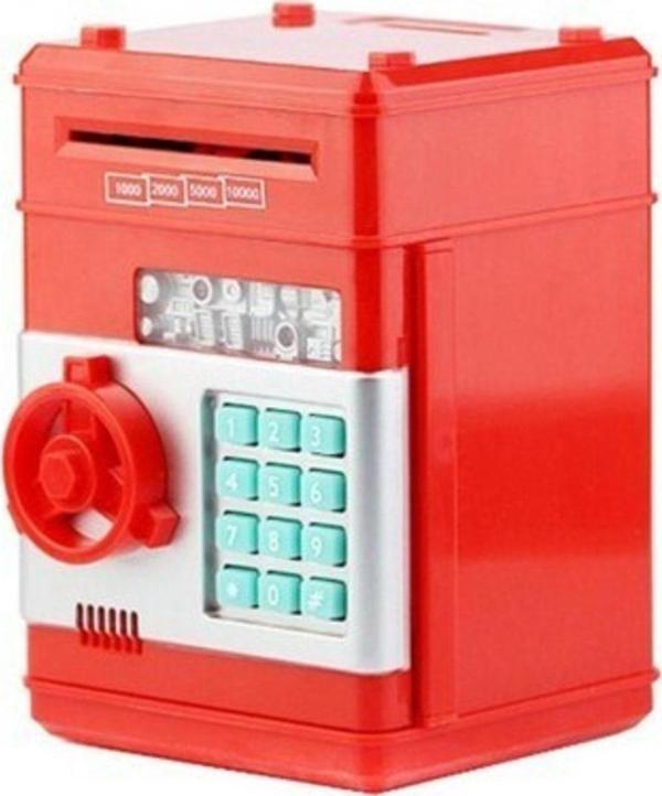 Atm Tasarımlı Para Kasası Kumbara Şifreli Kırmızı Atm Kasa Para Yutan Kumbara Şifreli Kırmızı - Image 1