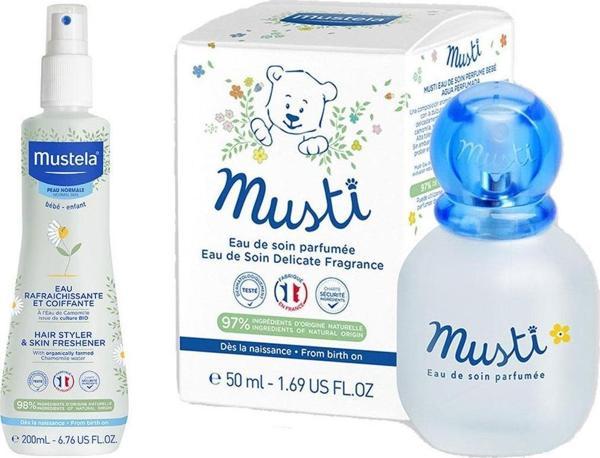 Mustela Organik Papatya Suyu İle Canlandırıcı Ve Şekillendirici Sprey 200 ml + Mustela Musti Bebek Parfümü 50 ml - Image 1