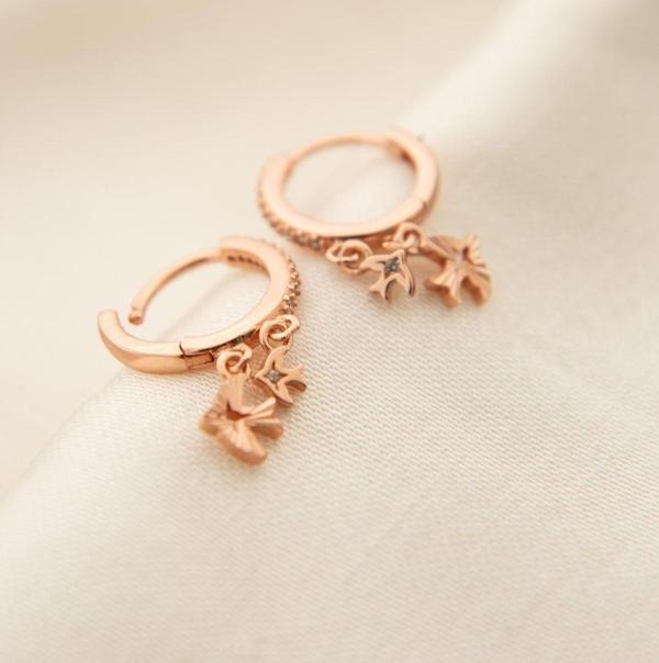 925 Ayar Gümüş Kırlangıç Figürlü Halka Kadın Küpe - Image 1