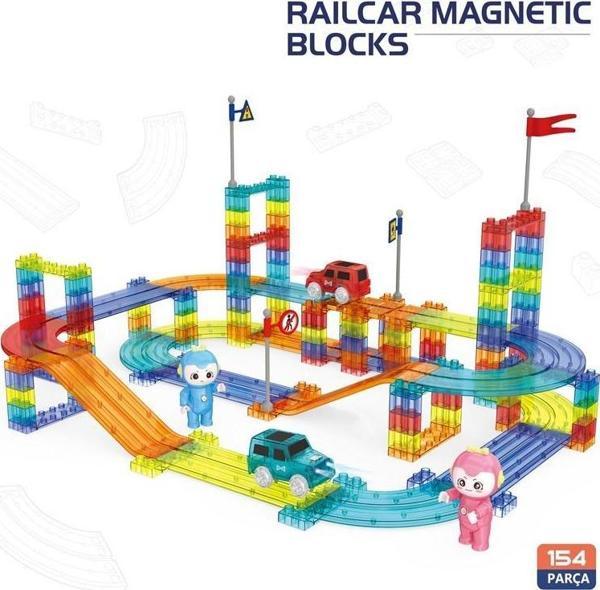Learning Fun Railcar Manyetik Stem Oyuncak Bloklar Seti 154 Parça Arabalı Railcar Magnetic Blocks - Image 1