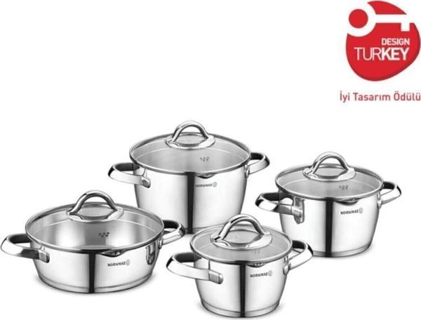 KORKMAZ Vertex 8 Parça Siyah Tencere Seti - Image 1