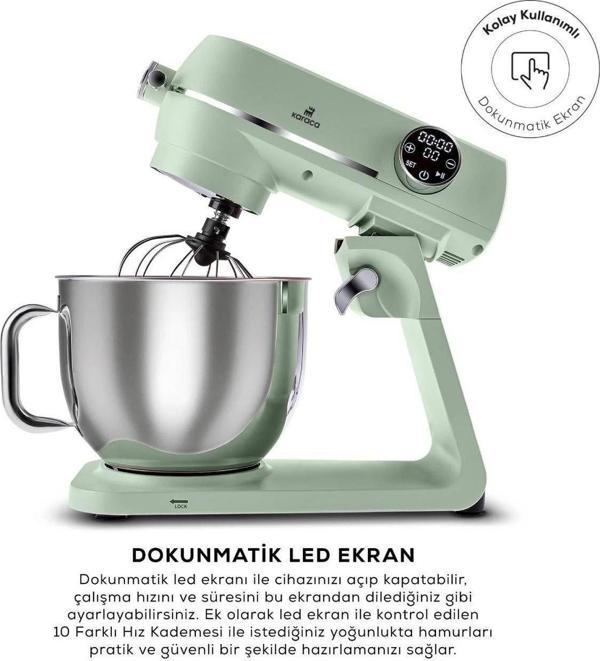 Karaca Multichef Artisan Digital Ekran 7 Litre Döküm Stand Mikser Mint 1800w - Image 1