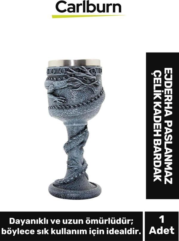 Özel Tasarım Şık Hediyelik Sevgili Arkadaş Ejderha Paslanmaz Çelik Kadeh Kupa Bardak 19*7 Cm - Image 1