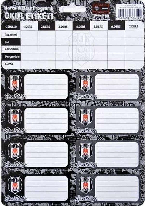 Beşiktaş Okul Etiketi Ders Programlı 3 Yaprak 25x12 - Image 1