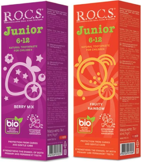 Rocs JUNIOR FLORÜRSÜZ 6-12 YAŞ 2Lİ KARMA TAD SETİ - 74G X 2 ADET - Image 1