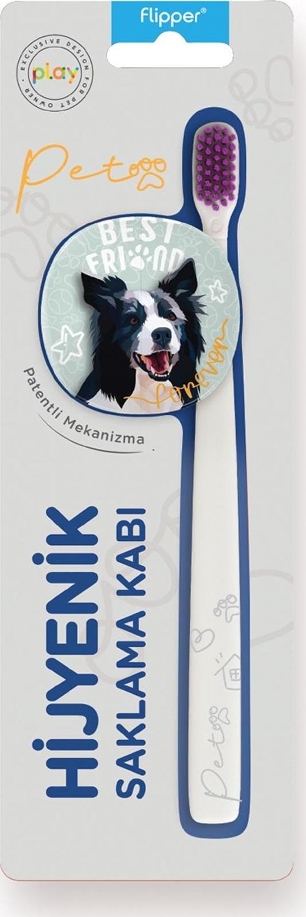 Flipper Pets Hijyenik Saklama Kabı Ve Yetişkin Diş Fırçası Seti-BORDER COLLİE KÖPEK - Image 1