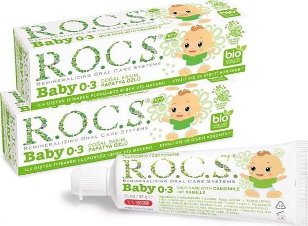 Rocs Baby 0-3 Yaş Diş Macunu Papatya Özlü 45G x 2 Adet - Image 1