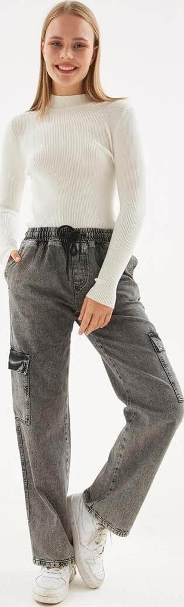 Fashion Friends Kadın Kargo Denim Pantolon 24K0135K1 - Image 1