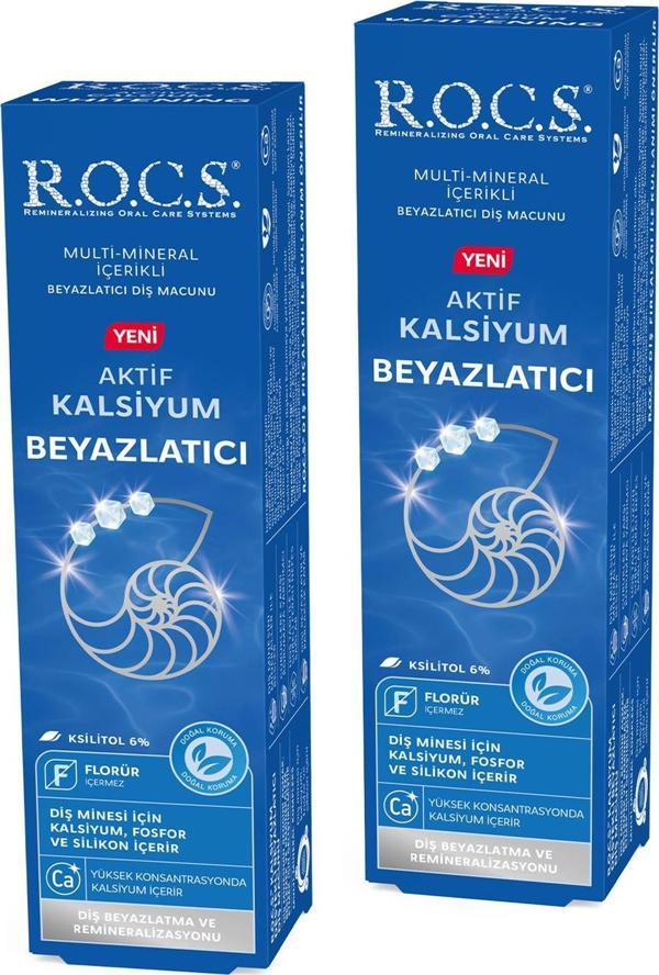 Rocs Aktif Kalsiyum Beyazlatıcı Diş Macunu 94g x 2 ADET - Image 1