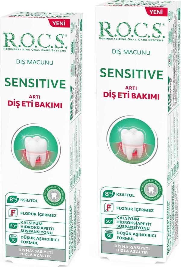 Rocs Sensitive Artı Diş Eti Bakımı Klorofilli Diş Macunu – 94gr x 2 ADET - Image 1