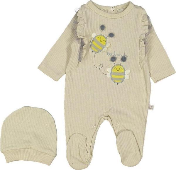 Sevnur Baby Arılı Nakışlı Fırfırlı Prematüre 55 Cm Kız Bebek Tulum 22174300 - Image 1