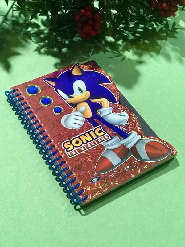 Lisanslı Sonic Hologramlı Spiralli 80 Yaprak A6 Çizgili Not Defteri 15x11cm - Image 1