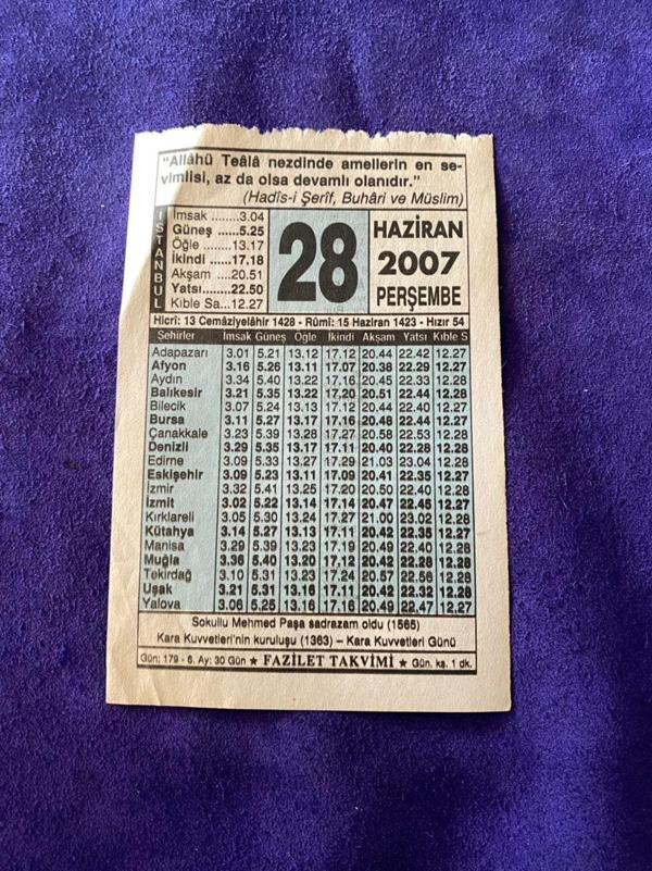 28 Haziran 2007 Takvim Yaprağı - Nostalji Koleksiyonluk Takvim Yaprağı - Image 1