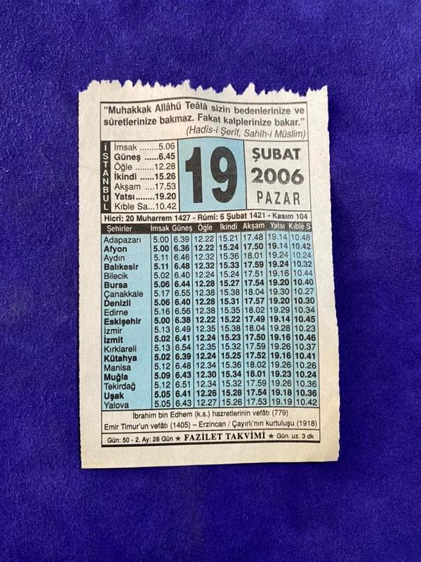 19 Şubat 2006 Takvim Yaprağı - Nostalji Koleksiyonluk Takvim Yaprağı - Image 1