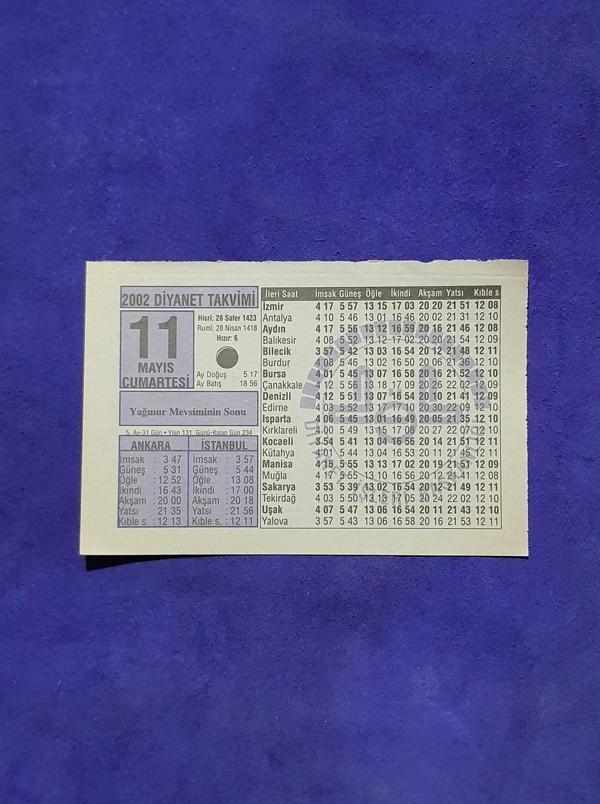 11 Mayıs 2002 Takvim Yaprağı - Nostalji Koleksiyonluk Takvim Yaprağı - Image 1