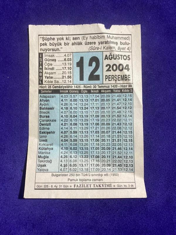 12 Ağustos 2004 Takvim Yaprağı - Nostalji Koleksiyonluk Takvim Yaprağı - Image 1