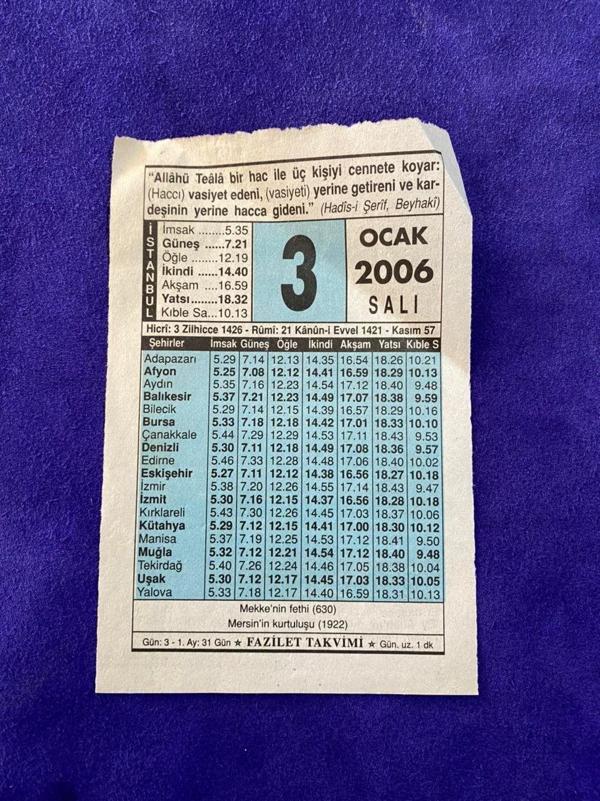3 Ocak 2006 Takvim Yaprağı - Nostalji Koleksiyonluk Takvim Yaprağı - Image 1