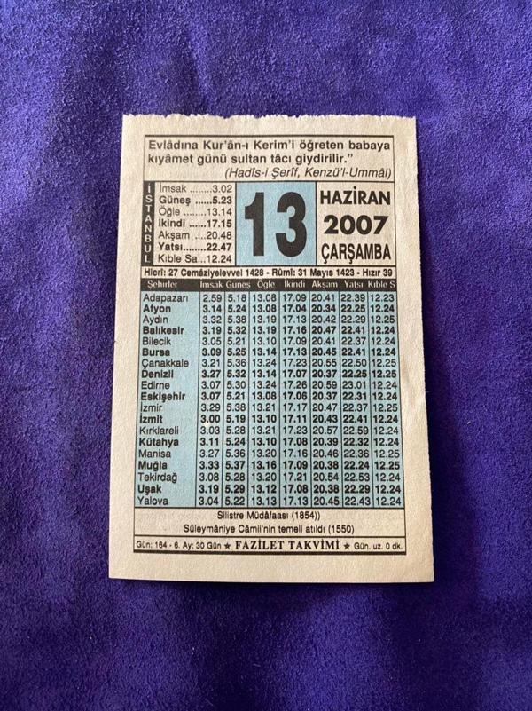 13 Haziran 2007 Takvim Yaprağı - Nostalji Koleksiyonluk Takvim Yaprağı - Image 1