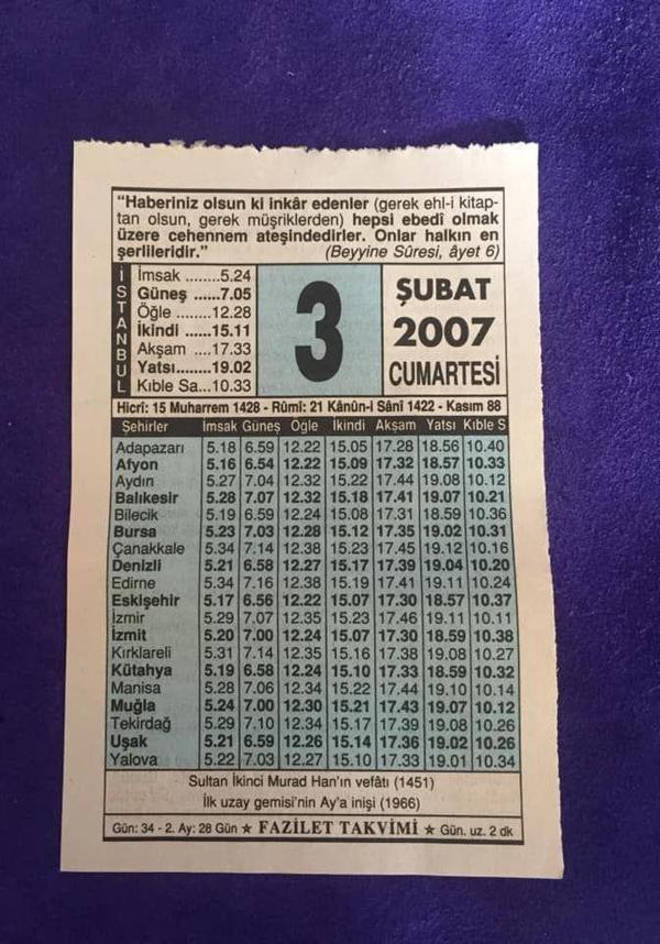 3 Şubat 2007 Takvim Yaprağı - Nostalji Koleksiyonluk Takvim Yaprağı - Image 1