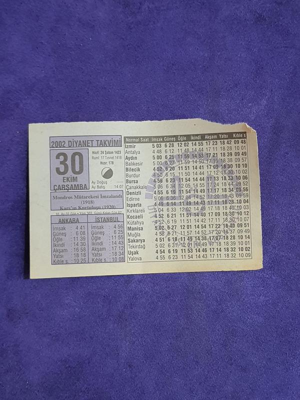 30 Ekim 2002 Takvim Yaprağı - Nostalji Koleksiyonluk Takvim Yaprağı A - Image 1