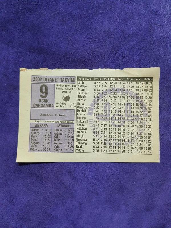 9 Ocak 2002 Takvim Yaprağı - Nostaljik Koleksiyonluk Takvim Yaprağı - Image 1