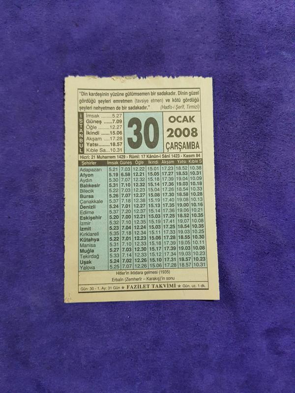 30 Ocak 2008 Takvim Yaprağı - Nostaljik Koleksiyonluk Takvim Yaprağı - Image 1