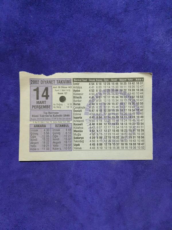 14 Mart 2002 Takvim Yaprağı - Nostalji Koleksiyonluk Takvim Yaprağı  - Image 1