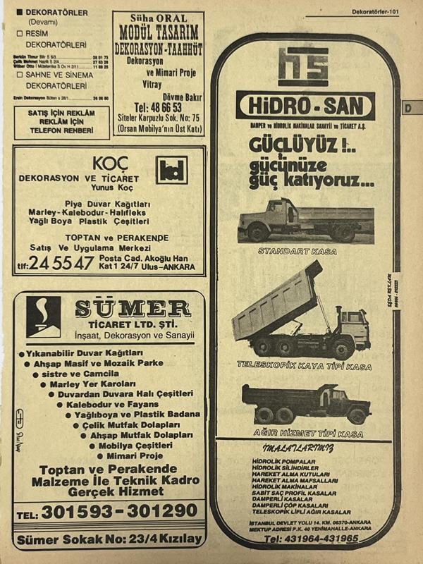 Ankara 1986 Meslek Reklam İlanı Efemera S101 - Image 1