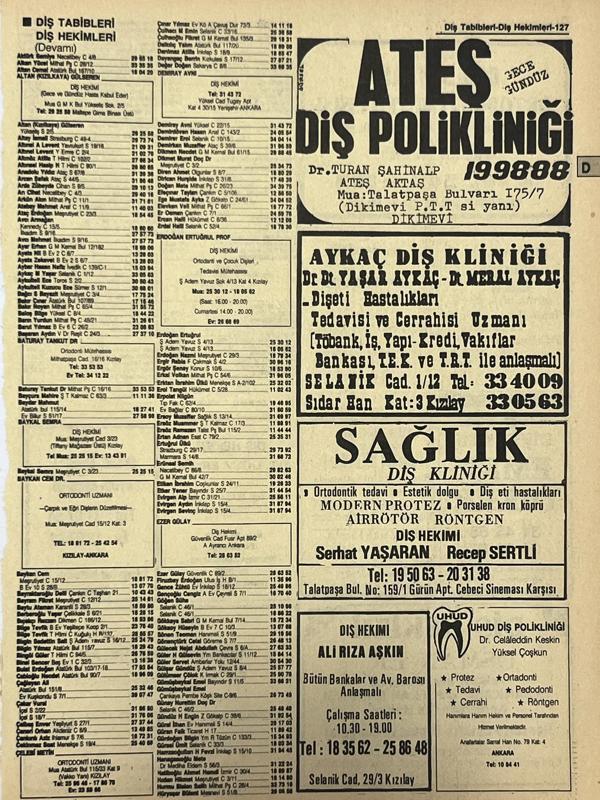 Ankara 1986 Meslek Reklam İlanı Efemera S127 - Image 1