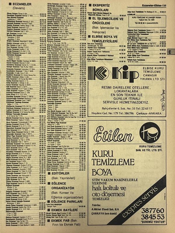 Ankara 1986 Meslek Reklam İlanı Efemera S135 - Image 1
