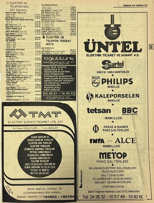 Ankara 1986 Meslek Reklam İlanı Efemera S143 - Image 1