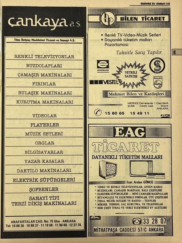 Ankara 1986 Meslek Reklam İlanı Efemera S145 - Image 1