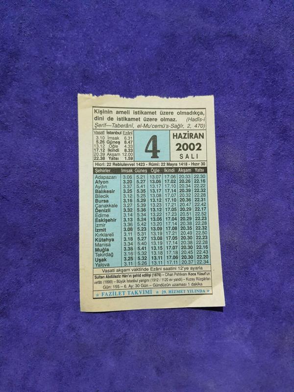 4 Haziran 2002 Takvim Yaprağı - Nostalji Koleksiyonluk Takvim Yaprağı  - Image 1