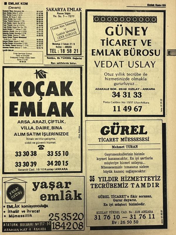 Ankara 1986 Meslek Reklam İlanı Efemera S153 - Image 1