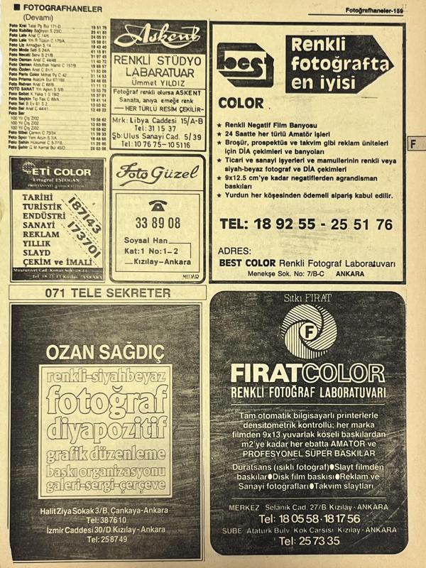 Ankara 1986 Meslek Reklam İlanı Efemera S159 - Image 1