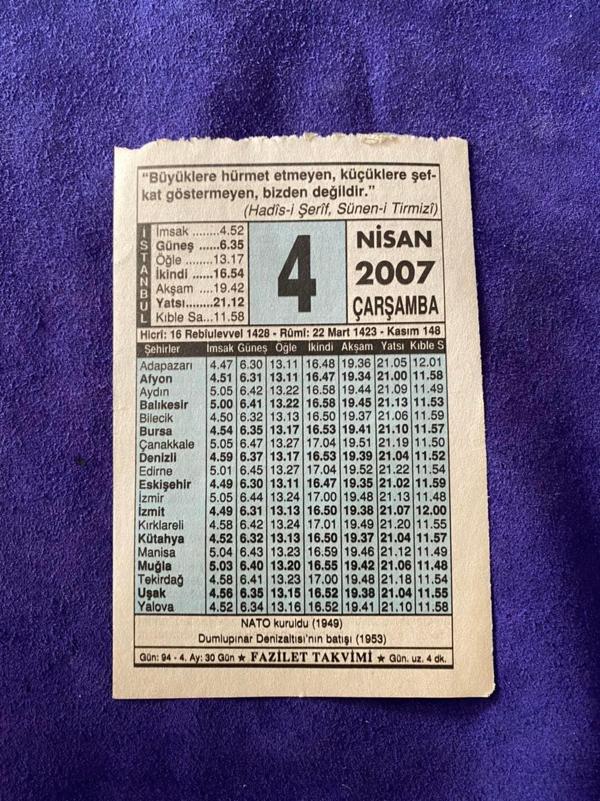 4 Nisan 2007 Takvim Yaprağı - Nostalji Koleksiyonluk Takvim Yaprağı - Image 1