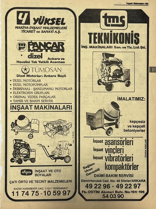 Ankara 1986 Meslek Reklam İlanı Efemera S183 - Image 1