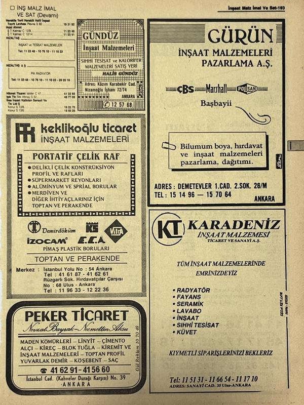 Ankara 1986 Meslek Reklam İlanı Efemera S193 - Image 1
