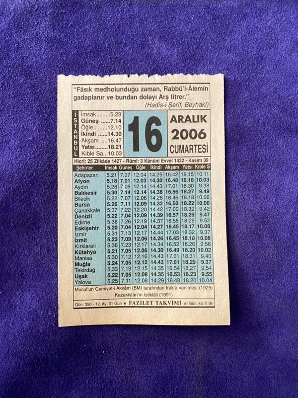 16 Aralık 2006 Takvim Yaprağı - Nostalji Koleksiyonluk Takvim Yaprağı - Image 1