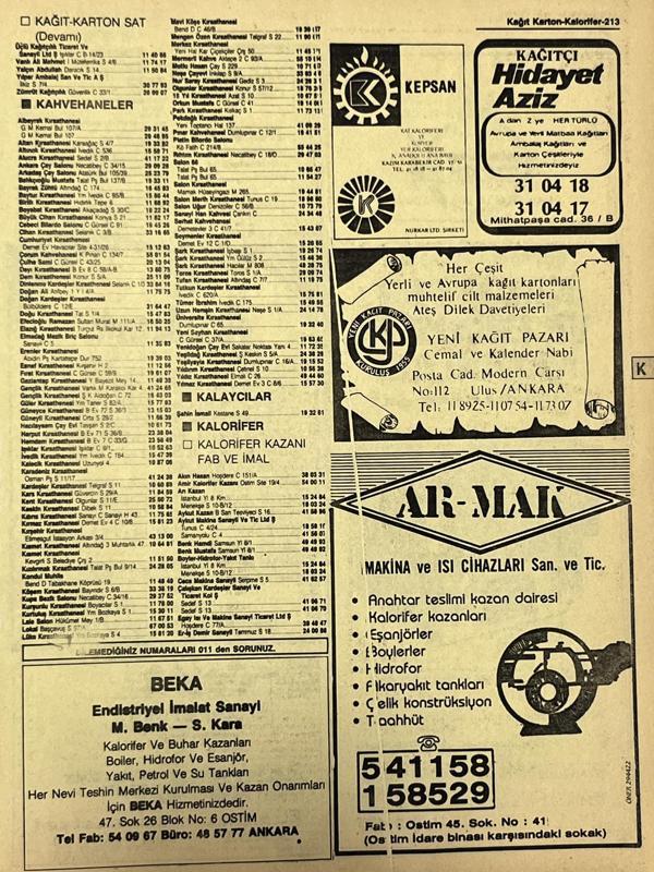 Ankara 1986 Meslek Reklam İlanı Efemera S213 - Image 1