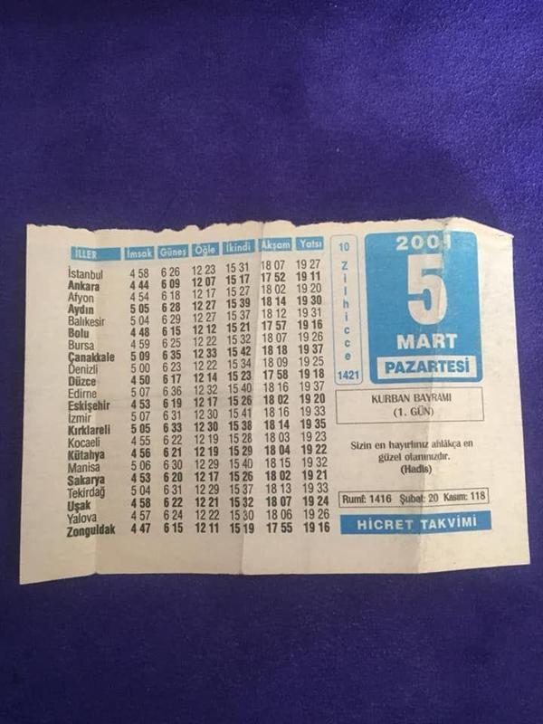 5 Mart 2001 Takvim Yaprağı - Nostalji Koleksiyonluk Takvim Yaprağı - Image 1