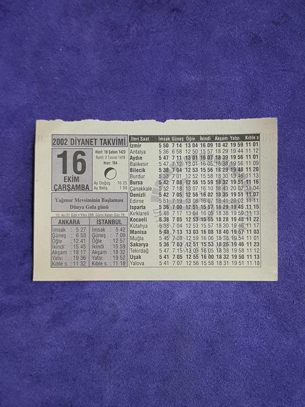 16 Ekim 2002 Takvim Yaprağı - Nostalji Koleksiyonluk Takvim Yaprağı A - Image 1