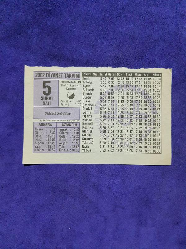5 Şubat 2002 Takvim Yaprağı - Nostaljik Koleksiyonluk Takvim Yaprağı - Image 1